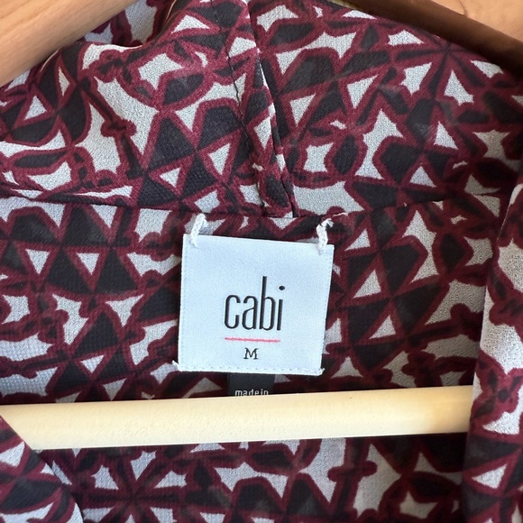 Cabi Burgundy Geometric Cowl-Neck Sleeveless Blouse • Size M - Picture 3 of 4